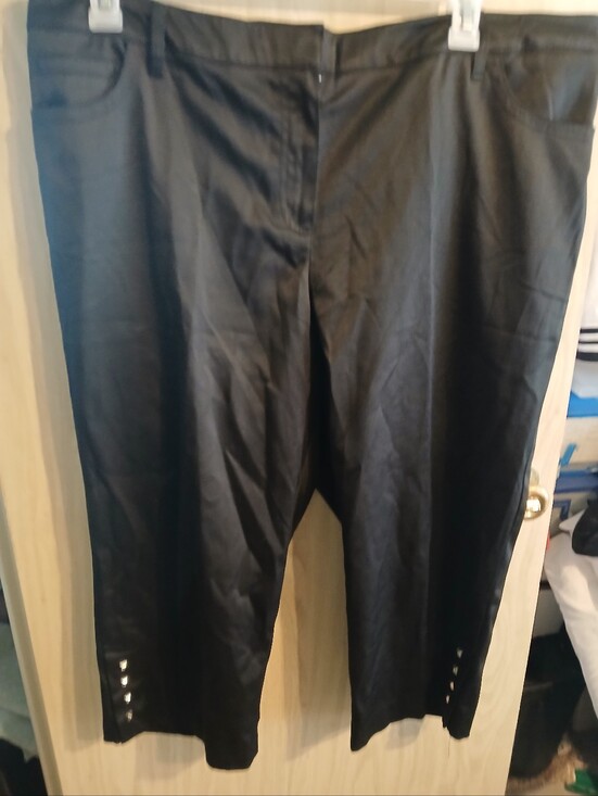Zac & Rachel Pants - ZAC & RACHEL WOMEN'S PLUS SIZE 18W BLACK EMBELLISHED CROPPED PANTS